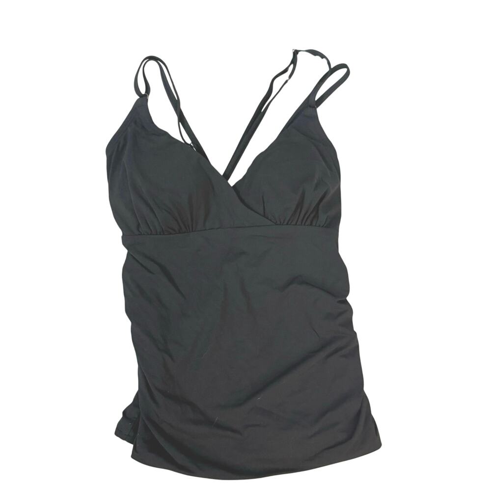 Calia by Carrie Underwood Black Tankini Swim Top Strappy Back Built In Bra M